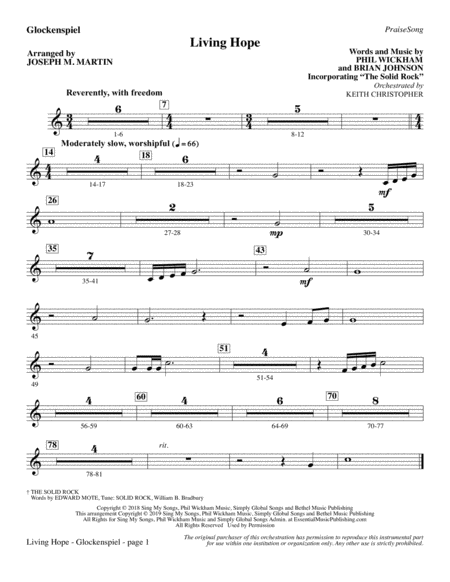 Free Sheet Music Living Hope Arr Joseph M Martin Glockenspiel