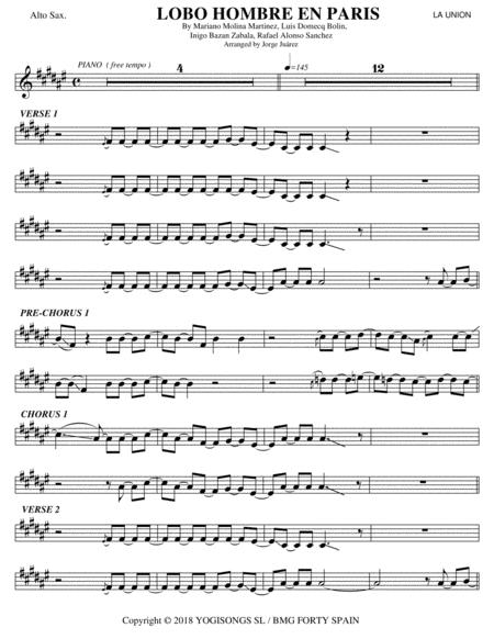 Lobo Hombre En Paris Alto Sax Sheet Music