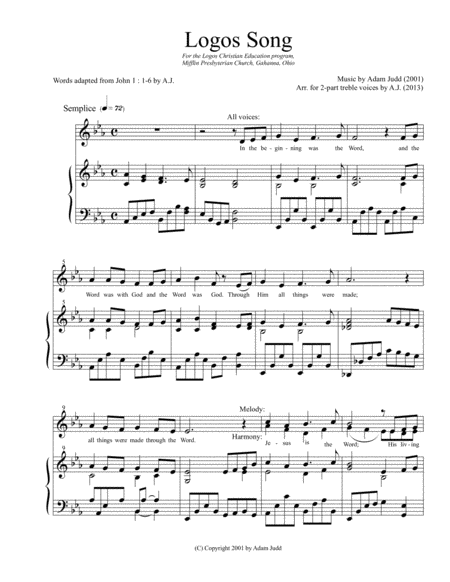 Logos Song 2 Part Treble Sheet Music