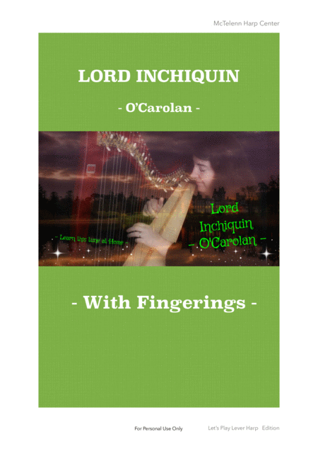 Lord Inchiquin O Carolan For Lever Harp Only Score Sheet Music