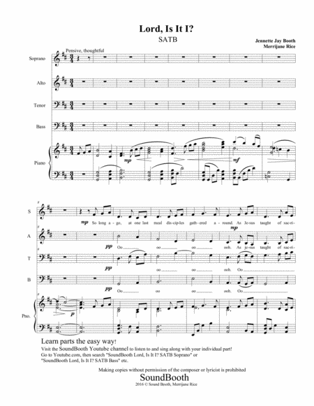 Free Sheet Music Lord Is It I Satb
