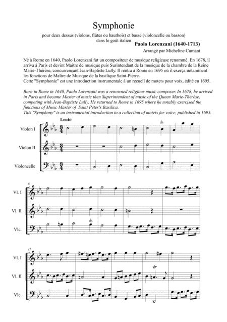 Free Sheet Music Lorenzani Paolo Symphonie En Trio 1695