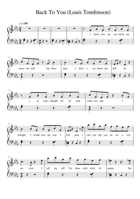 Free Sheet Music Louis Tomlinson Ft Bebe Rexha Back To You