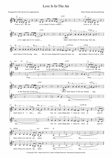 Love Is In The Air Leadsheet For Singalongs Sheet Music