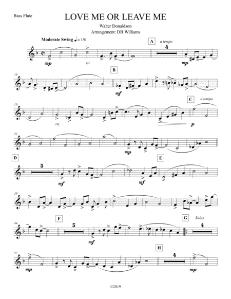 Love Me Or Leave Me Bass Flute Sheet Music