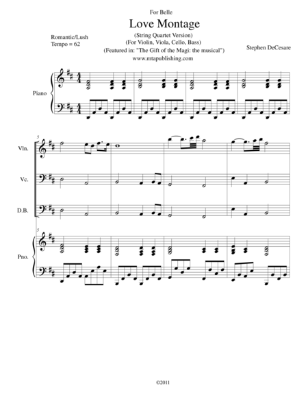 Free Sheet Music Love Montage String Quartet Version