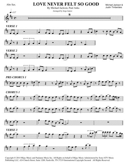 Love Never Felt So Good Alto Sax Sheet Music