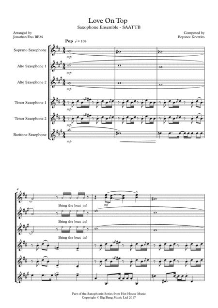 Love On Top Saxophone Ensemble Saattb Sheet Music