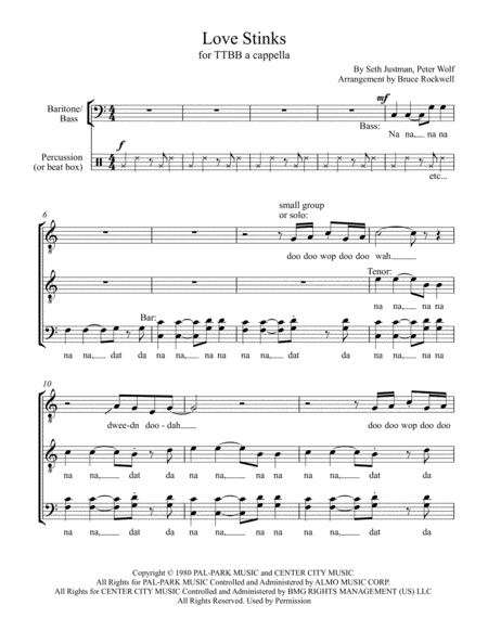 Love Stinks For Ttbb A Cappella Sheet Music