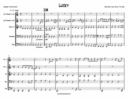 Free Sheet Music Lucky For Brass Quintet