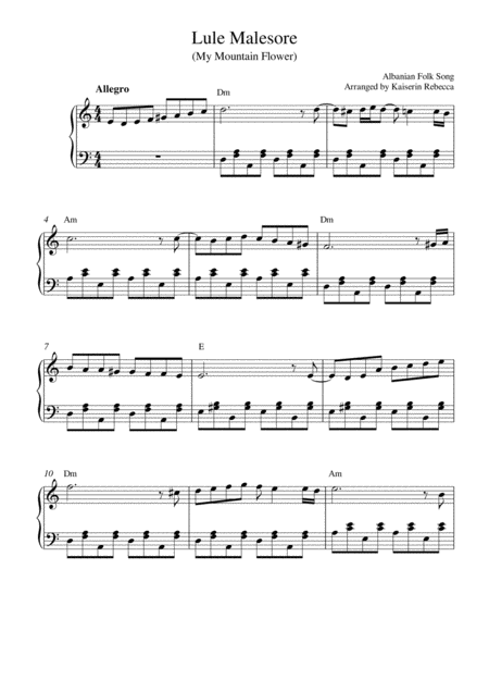 Lule Malesore My Mountain Flower Sheet Music