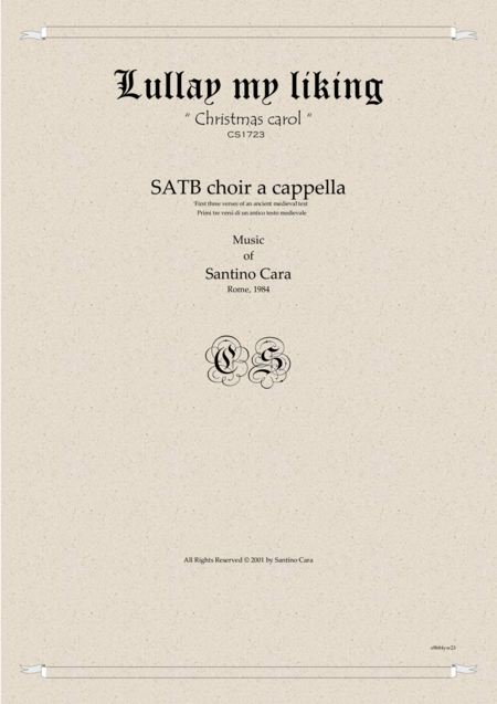 Lullay My Liking Christmas For Satb Choir A Cappella Sheet Music