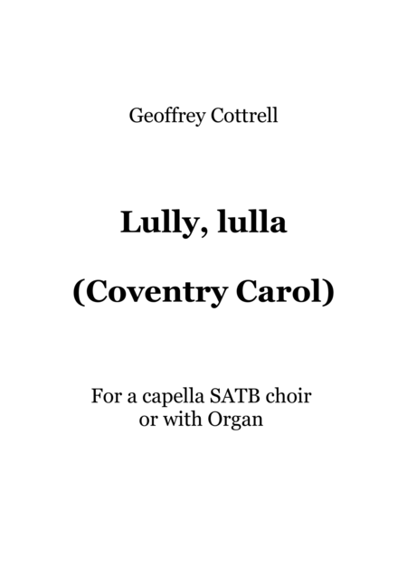 Lully Lulla Coventry Carol Sheet Music