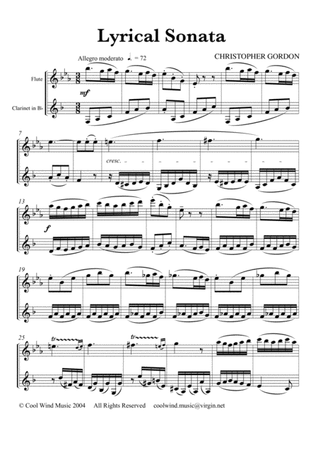 Free Sheet Music Lyrical Sonata For Flute Or Oboe And Clarinet In B Flat