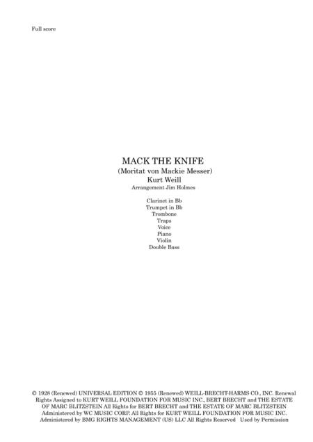 Mack The Knife For Caf Band Sheet Music