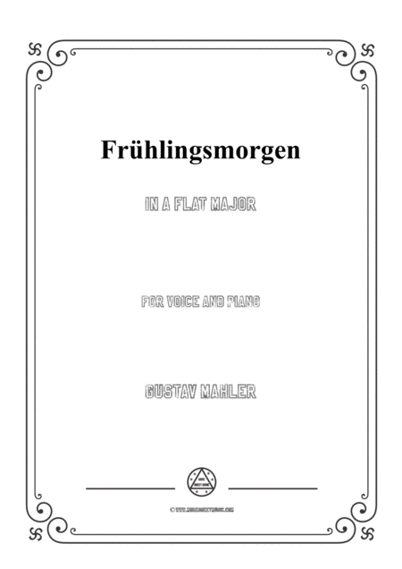 Free Sheet Music Mahler Frhlingsmorgen In A Flat Major For Voice And Piano