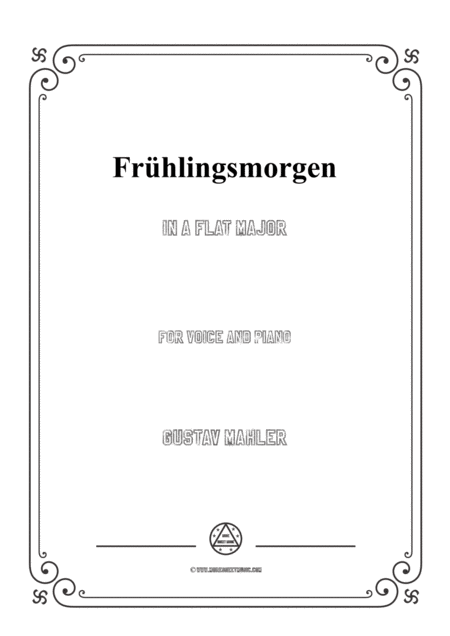 Mahler Frhlingsmorgen In A Flat Major For Voice And Piano Sheet Music