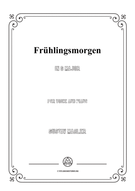 Free Sheet Music Mahler Frhlingsmorgen In G Major For Voice And Piano