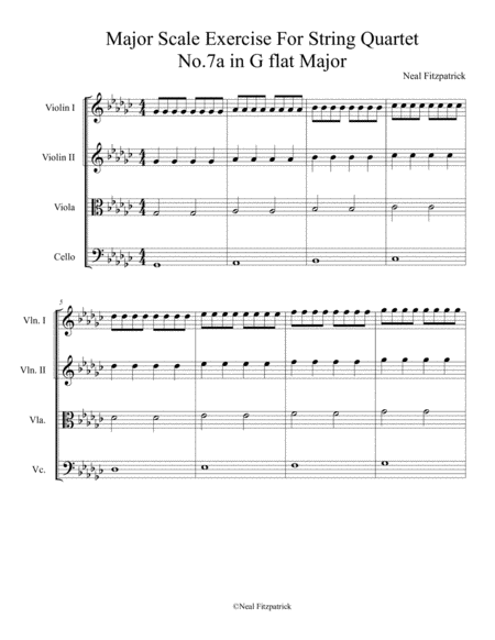 Major Scale Exercise For String Quartet No 7a In G Flat Major Sheet Music