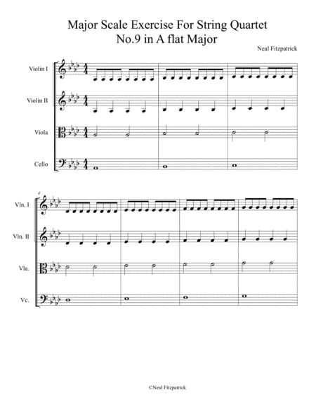 Free Sheet Music Major Scale Exercise For String Quartet No 9 In A Flat Major