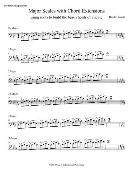 Major Scales With Chord Extensions Trombone Euphonium Sheet Music