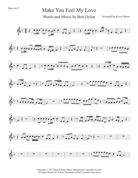 Make You Feel My Love Horn In F Original Key Sheet Music