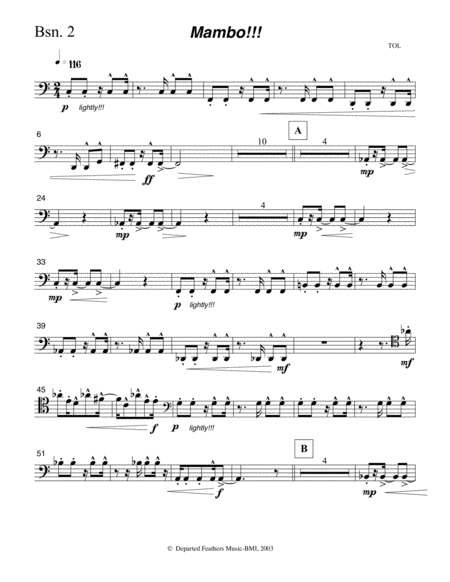 Free Sheet Music Mambo Bassoon 2 Part