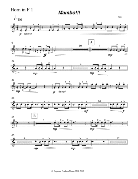 Free Sheet Music Mambo Horn 1 In F Part