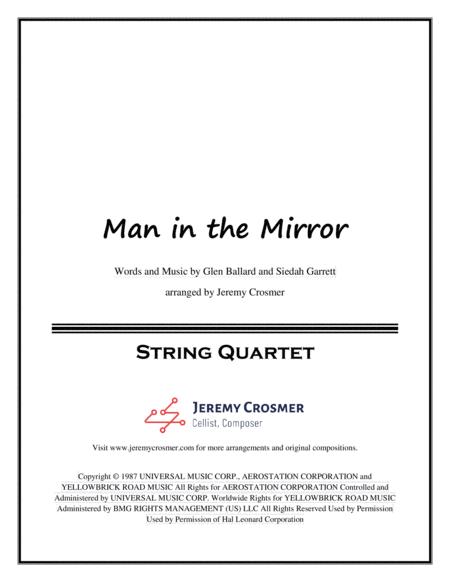 Man In The Mirror Michael Jackson String Quartet Sheet Music