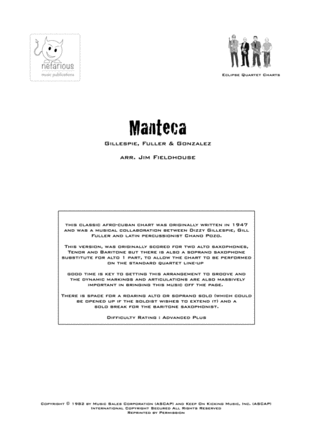 Manteca Sax Quartet Sheet Music