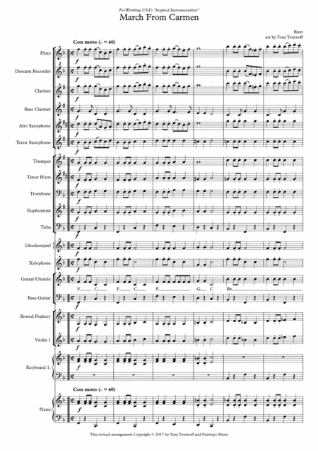 March From Carmen Mixed Ensemble Sheet Music