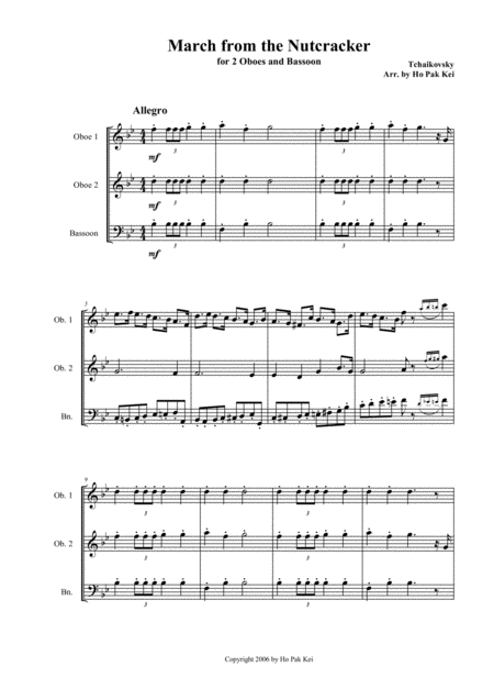 March From The Nutcracker For 2 Oboes And Bassoon Sheet Music