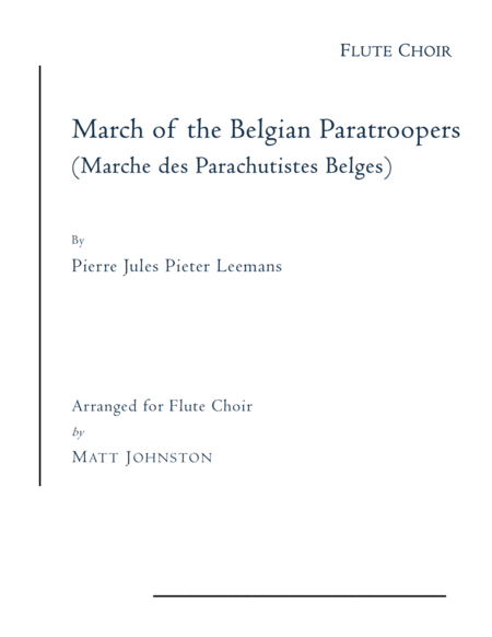 Free Sheet Music March Of The Belgian Paratroopers For Flute Choir