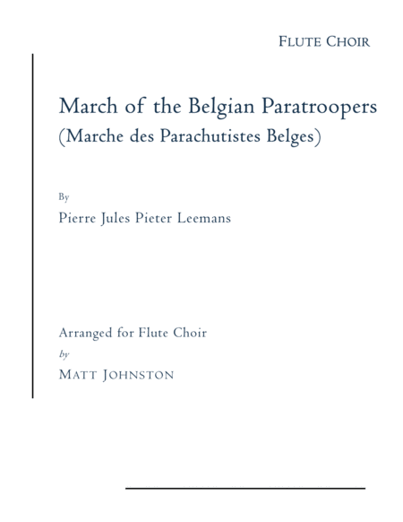 March Of The Belgian Paratroopers For Flute Choir Sheet Music