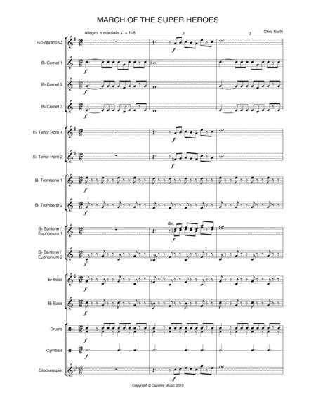 March Of The Super Heroes Training Brass Band Sheet Music