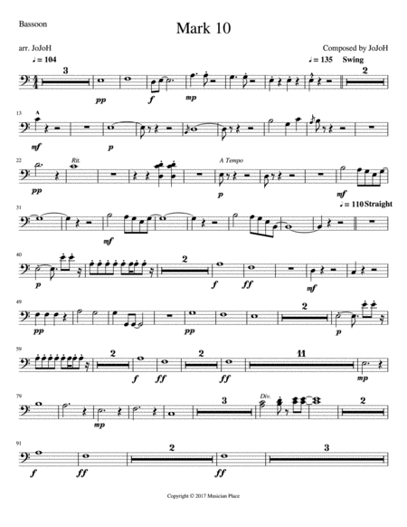 Free Sheet Music Mark 10 Bassoon