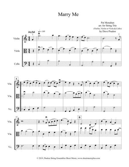 Marry Me For String Trio Sheet Music