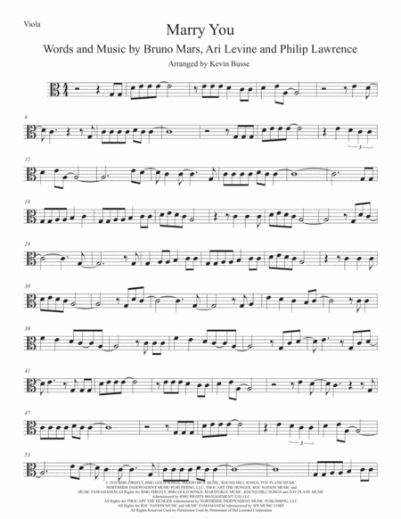 Free Sheet Music Marry You Easy Key Of C Viola