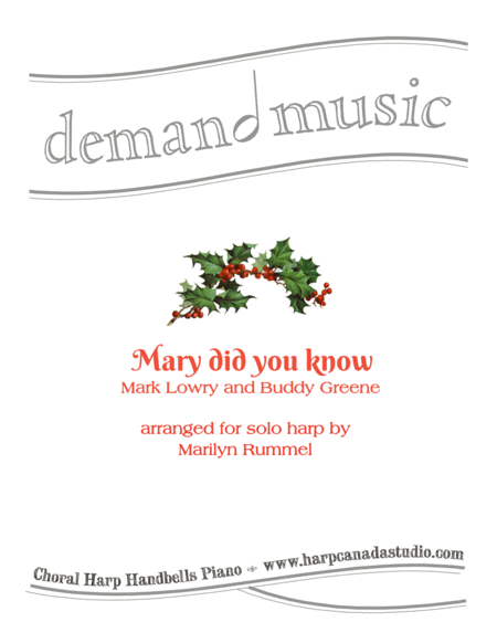 Mary Did You Know For Beginner Solo Harp Lever Or Pedal Sheet Music