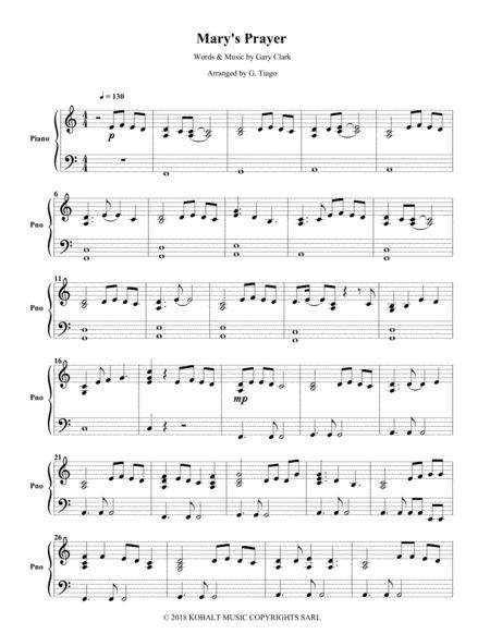 Free Sheet Music Mary Prayer Piano Solo