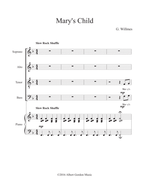 Marys Child Sheet Music