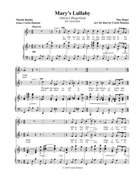 Marys Lullaby 2 Pt Sheet Music