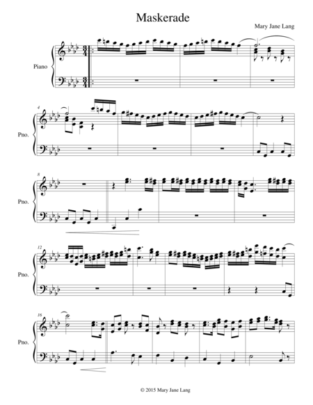 Maskerade For Solo Piano Sheet Music