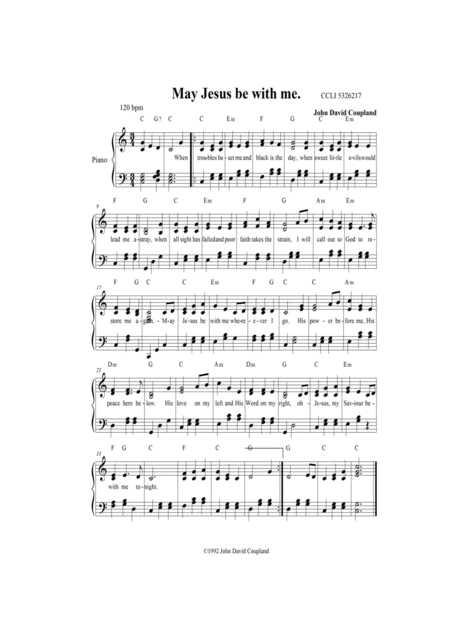 May Jesus Be With Me Sheet Music