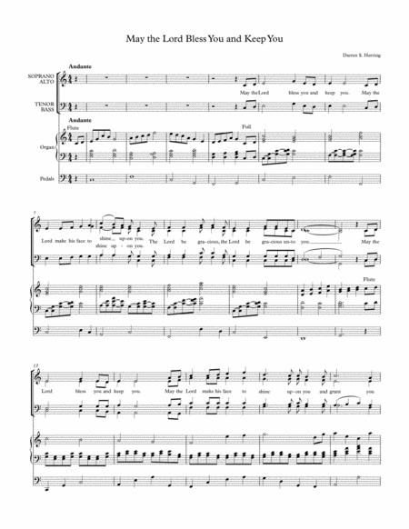 Free Sheet Music May The Lord Bless You And Keep You Organ Version
