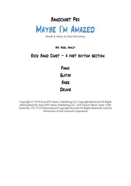 Maybe I M Amazed Eb 4pc Rock Band Chart Sheet Music