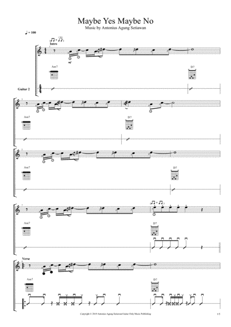 Maybe Yes Maybe No Duet Guitar Score Sheet Music