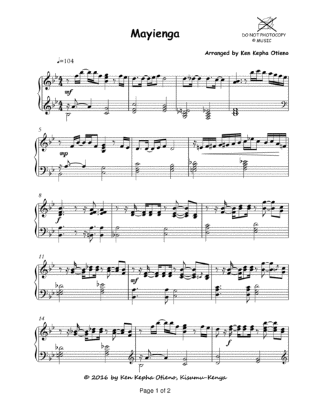 Mayienga Sheet Music