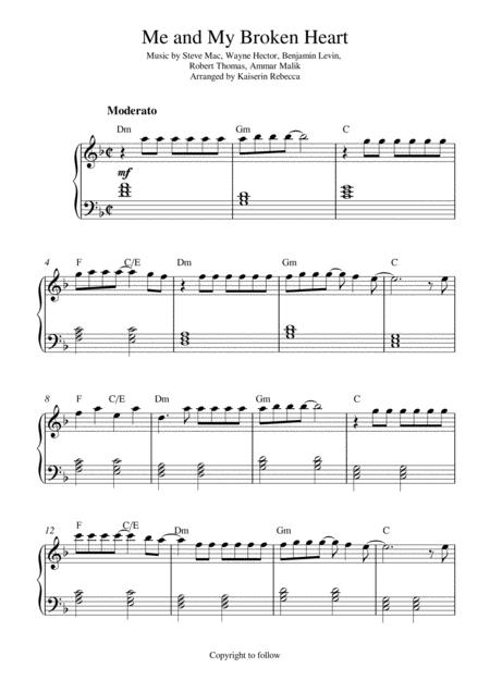 Me And My Broken Heart Piano Solo With Chords Sheet Music