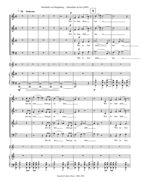 Free Sheet Music Mechthild Von Magdeburg Minnelieder An Got 2005 For Chorus Harp And String Quintet Vocal Score